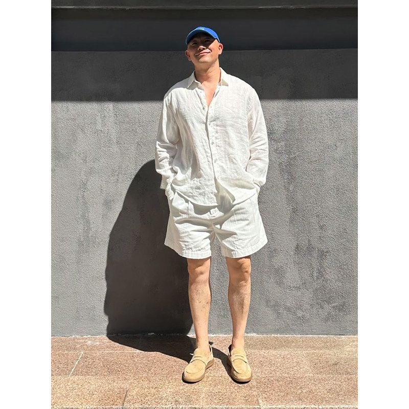 Mens Linen Shirt Long Sleeve - Conjunto de Camisa de Lino de