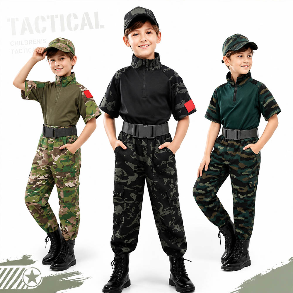 Tactical Military Shirt Cargo - Traje táctico de camuflaje para niños,