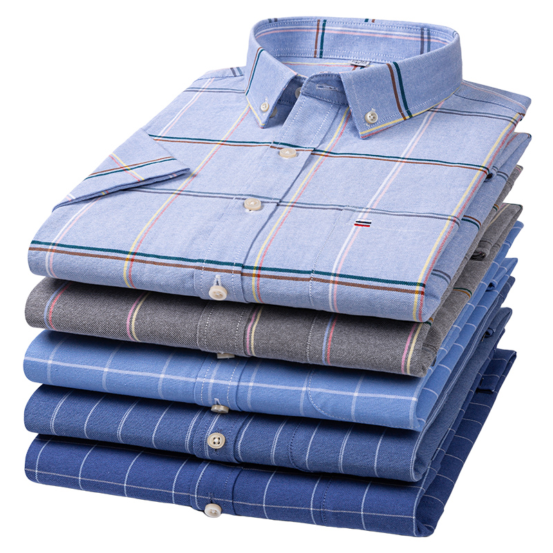 Oxford Cotton Casual Shirt Business - Camisa de manga corta de calidad