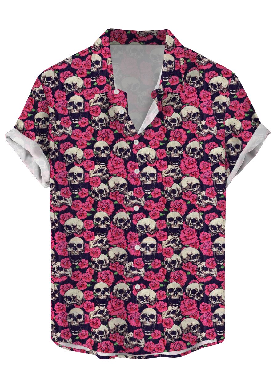 Vintage Hawaiian Floral Shirt - Camisas Vintage con calavera Floral para