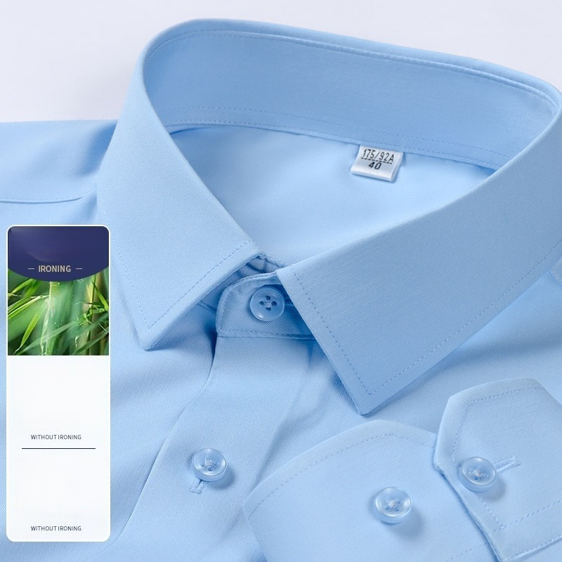 Breathable Bamboo Fiber Shirt Non Iron - Camisa de vestir de manga larga