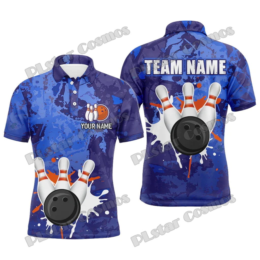 Short Sleeve Bowling Shirt Retro - Camiseta Polo Retro Bowling Water Milk