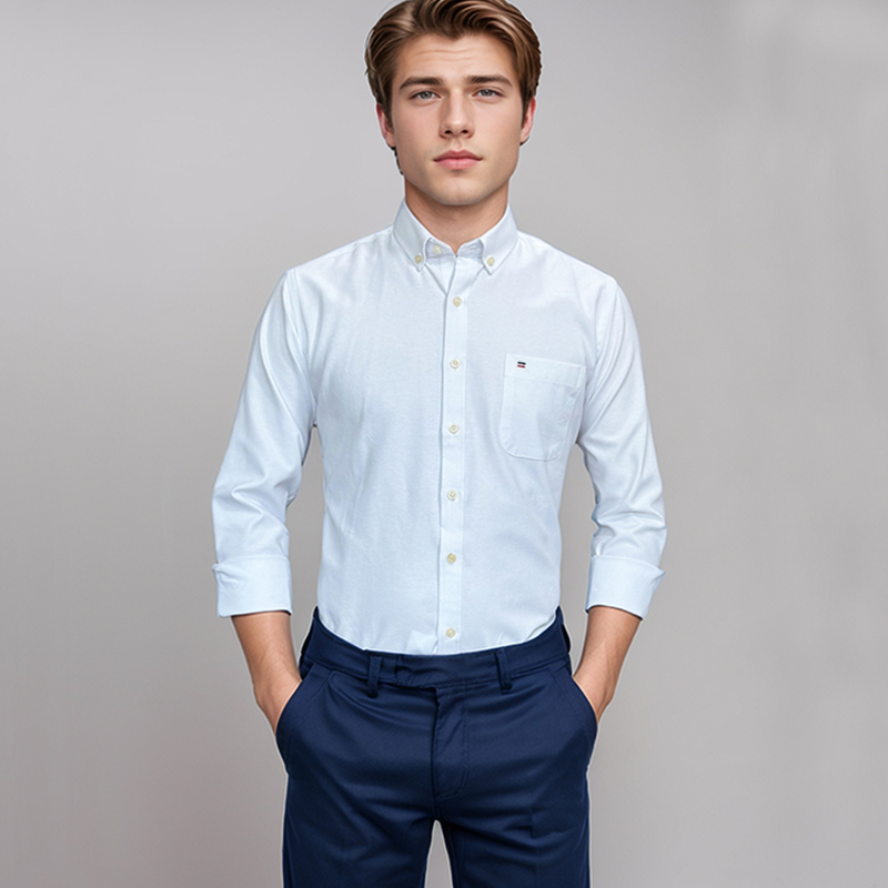 Oxford Cotton Casual Shirt Business - Camisa 100% de algodón para hombre,