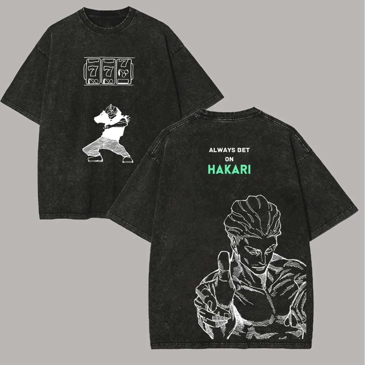 Acid Wash Vintage Graphic T Shirt - Camiseta Jujutsu Kaisen Hakari con Gráfico