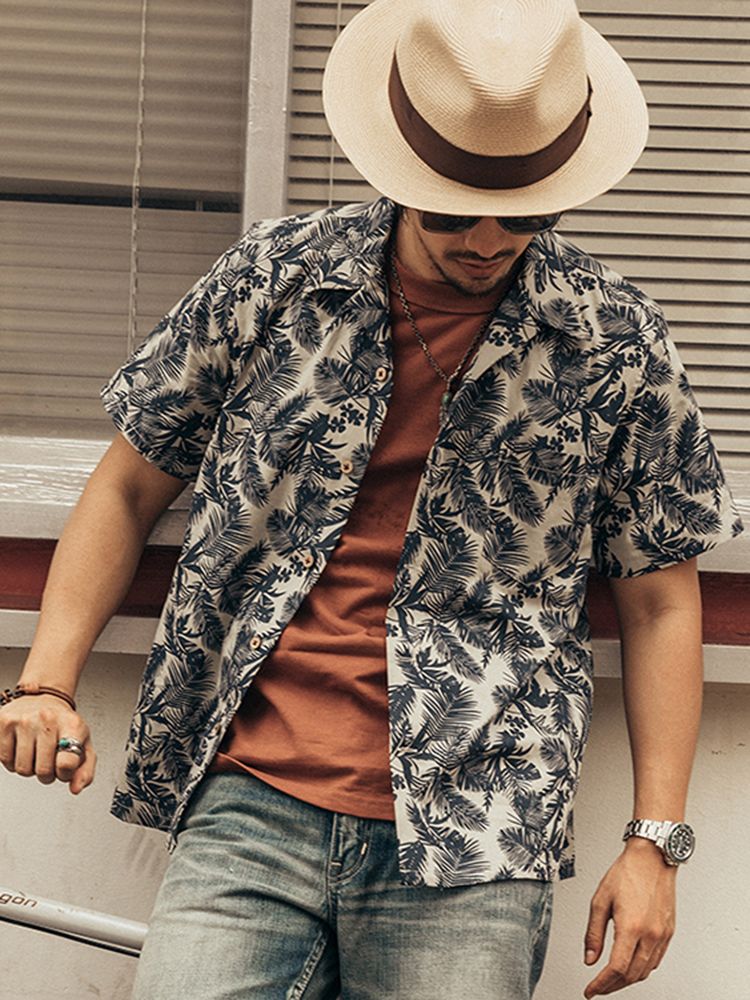 Vintage Hawaiian Floral Shirt - Camisa Hawaiana Moderna para Hombre, Manga