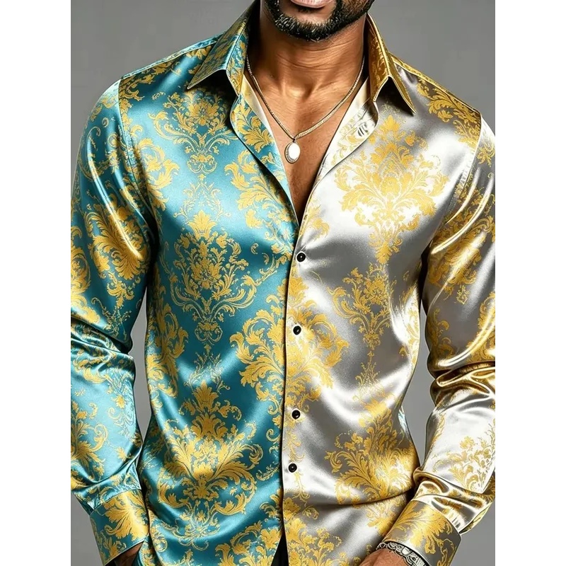 Mens Satin Silk Dress Shirt - Camisas de Vestir para Hombre de