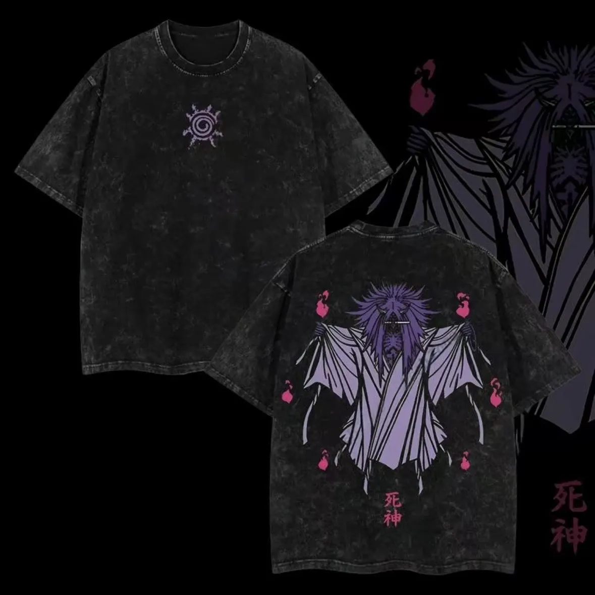Acid Wash Vintage Graphic T Shirt - Camiseta Shinigami Naruto Reaper Seal Vintage