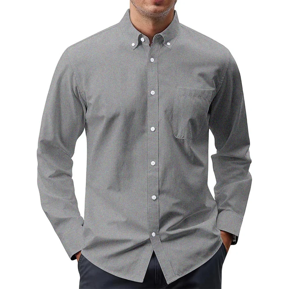 Oxford Cotton Casual Shirt Business - Camisas de manga larga para hombre
