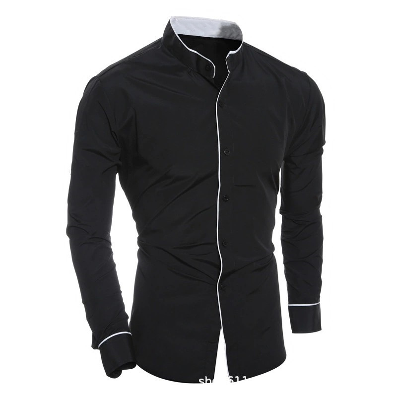 Camisas de Manga Larga para Ho - Mandarin Collar Formal Shirt Slim Fit reseña y precio