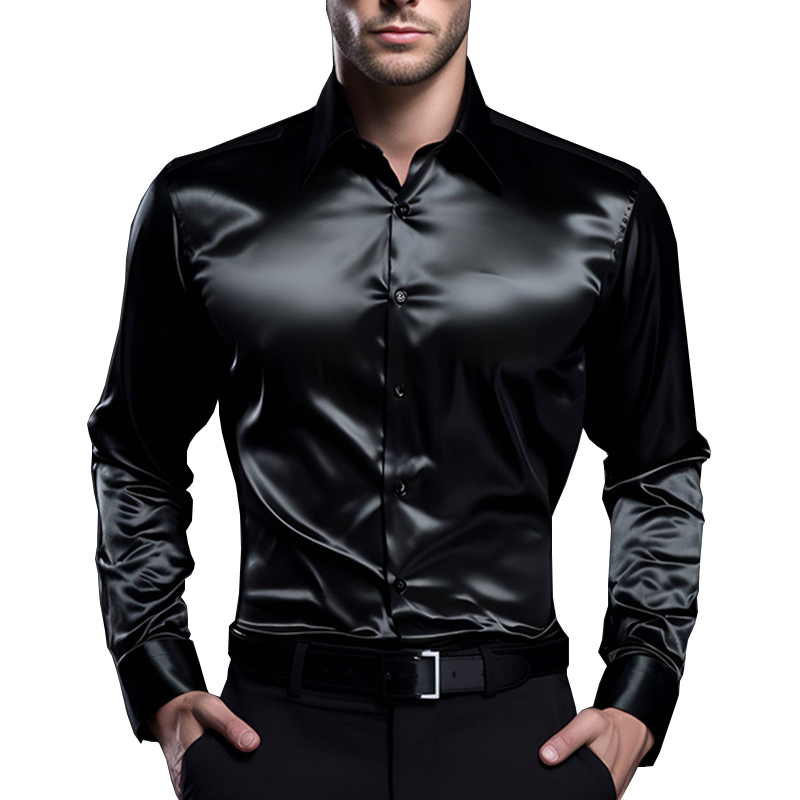 Camisas de vestir de lujo de s - Mens Satin Silk Dress Shirt reseña y precio