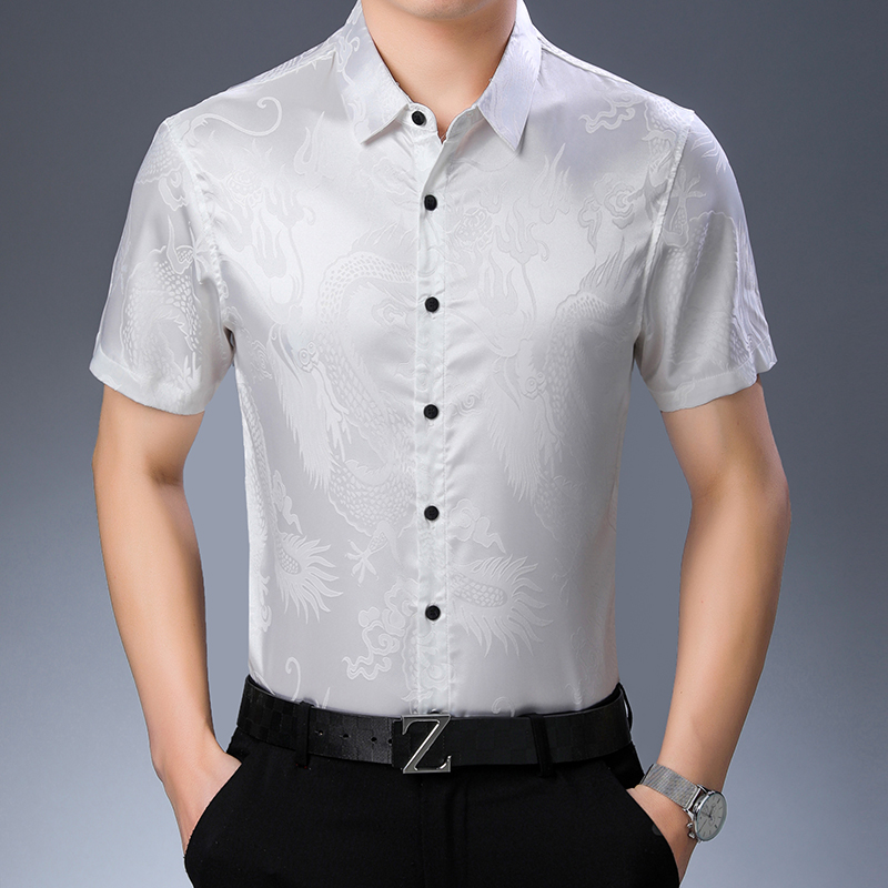 Camisa de seda con patrón de m - Mens Satin Silk Dress Shirt reseña y precio