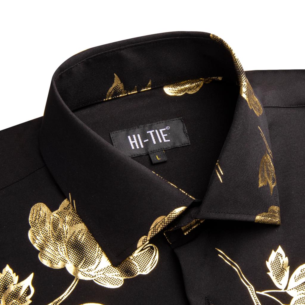 Hi-Tie-camisa de seda negra y  - Mens Satin Silk Dress Shirt reseña y precio