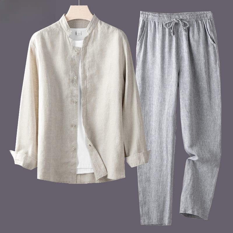 Conjunto de Camisa y Pantalone - Mens Linen Shirt Long Sleeve reseña y precio