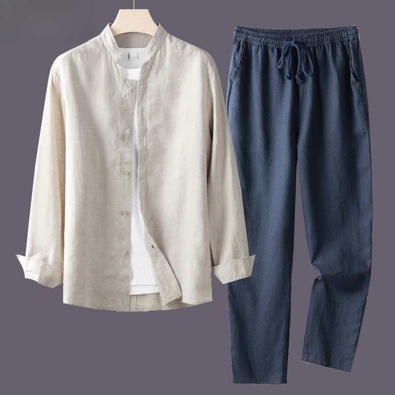 Conjunto de Camisa y Pantalone - Mens Linen Shirt Long Sleeve reseña y precio
