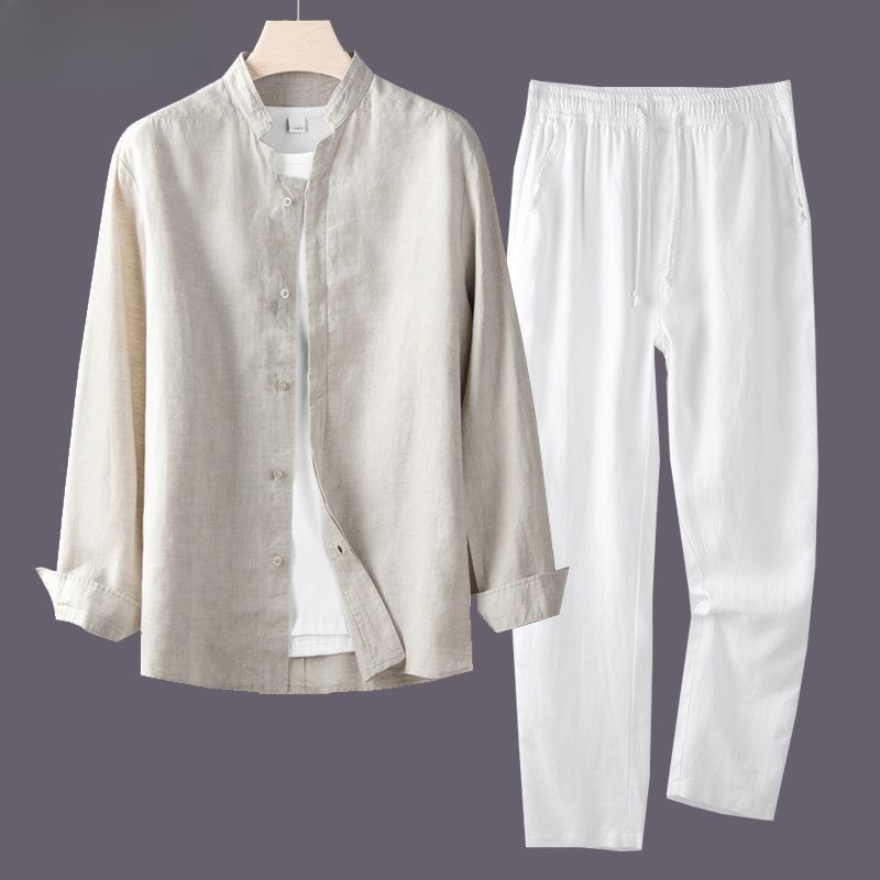 Conjunto de Camisa y Pantalone - Mens Linen Shirt Long Sleeve reseña y precio
