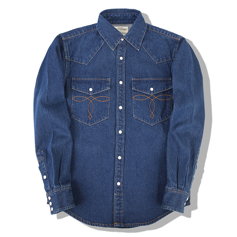 Camisas vaqueras Vintage Ameri - Mens Western Denim Pearl Snap Shirt reseña y precio