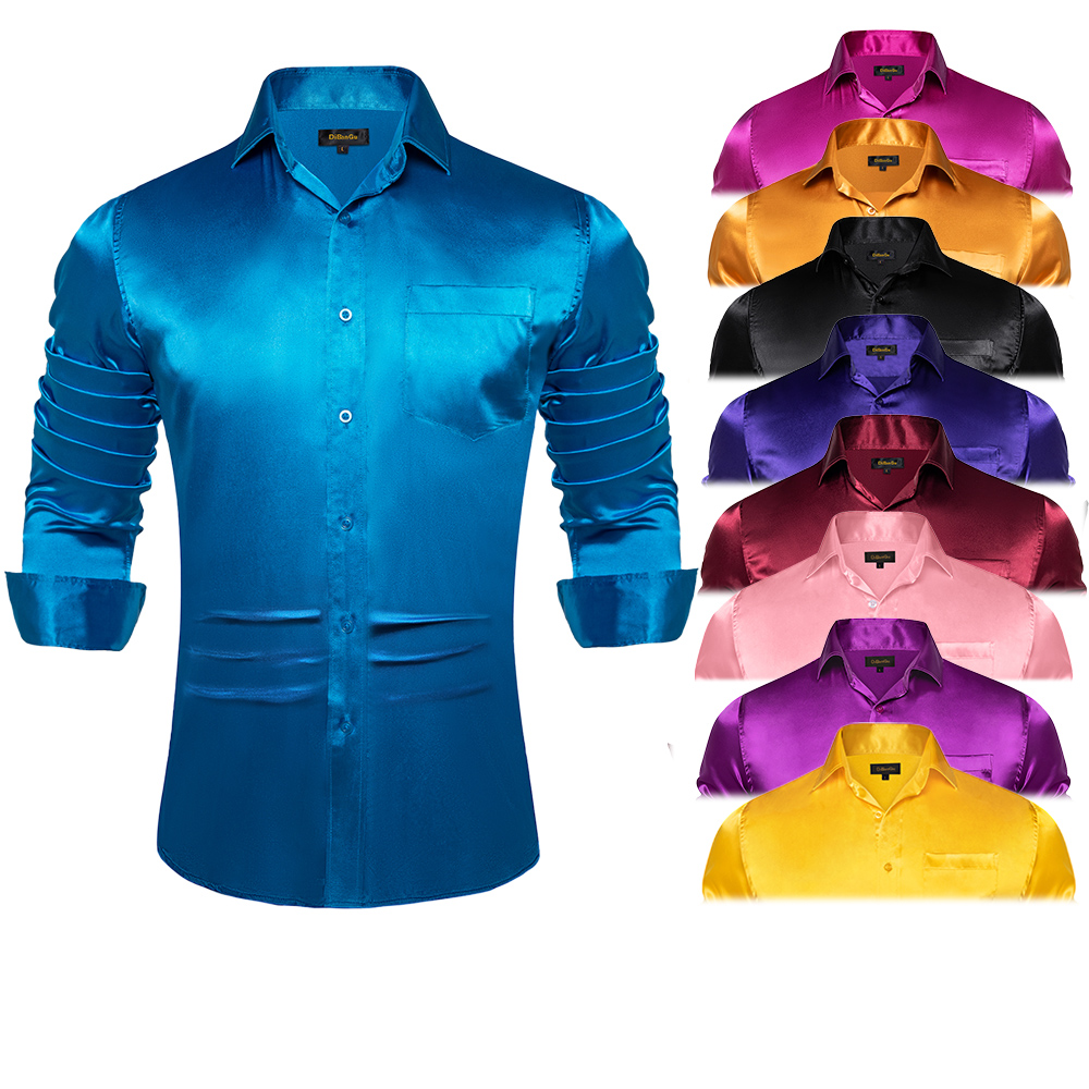 Camisas de vestir de satén par - Mens Satin Silk Dress Shirt reseña y precio