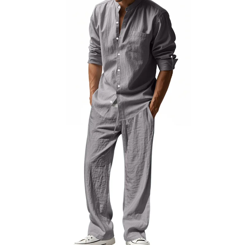 2025 Traje informal transfront - Mens Linen Shirt Long Sleeve reseña y precio