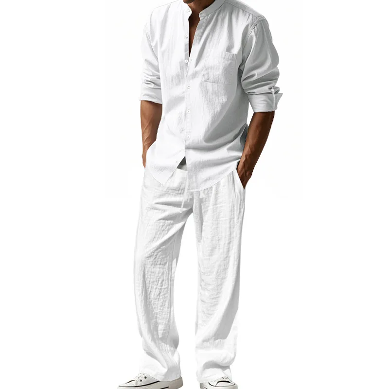 2025 Traje informal transfront - Mens Linen Shirt Long Sleeve reseña y precio