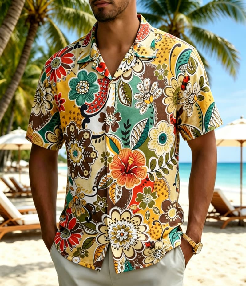 Camisa de Hombre con Estampado - Vintage Hawaiian Floral Shirt reseña y precio