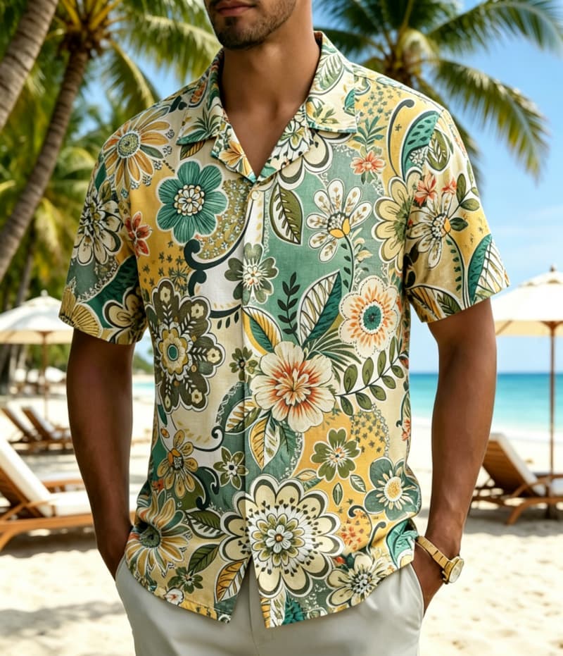 Camisa de Hombre con Estampado - Vintage Hawaiian Floral Shirt reseña y precio