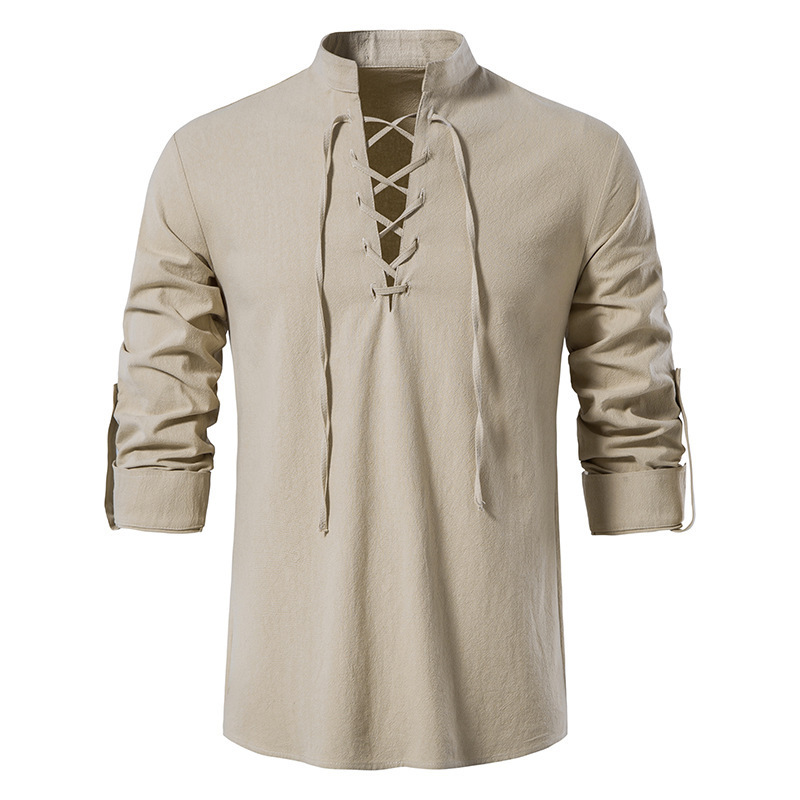 Camisa medieval de algodón y l - Mens Linen Shirt Long Sleeve reseña y precio