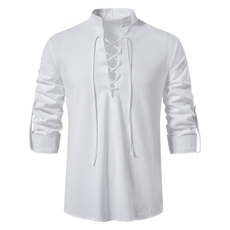 Camisa medieval de algodón y l - Mens Linen Shirt Long Sleeve reseña y precio