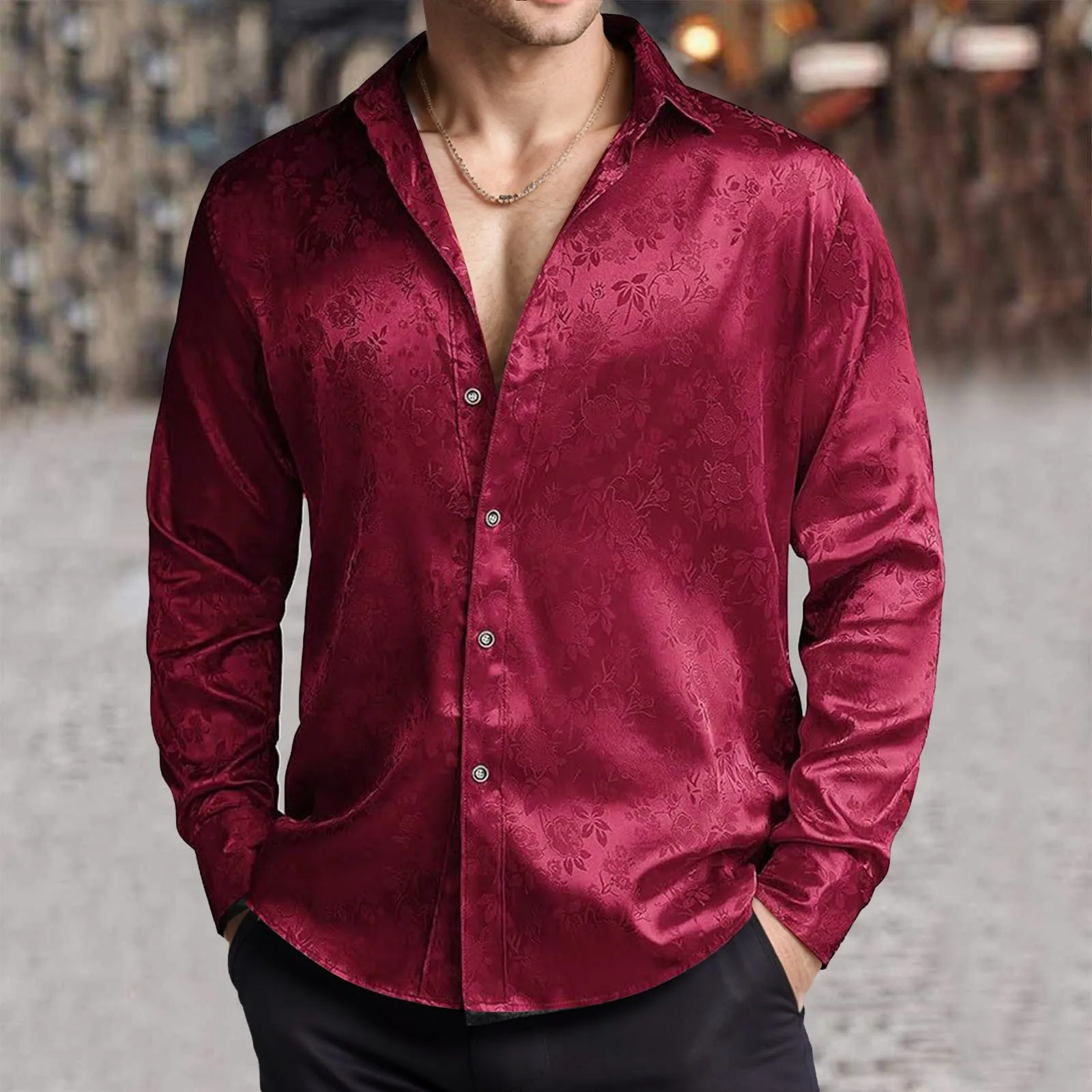 Camisa de vestir de satén de s - Mens Satin Silk Dress Shirt reseña y precio