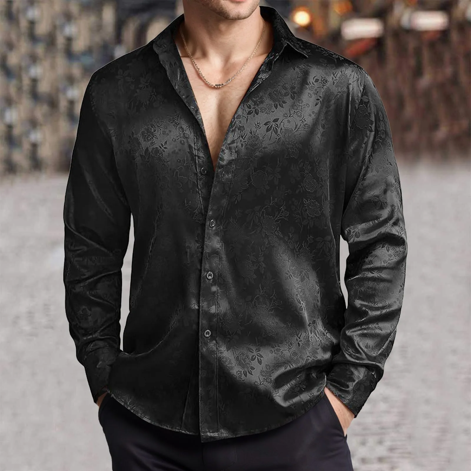 Camisa de vestir de satén de s - Mens Satin Silk Dress Shirt reseña y precio