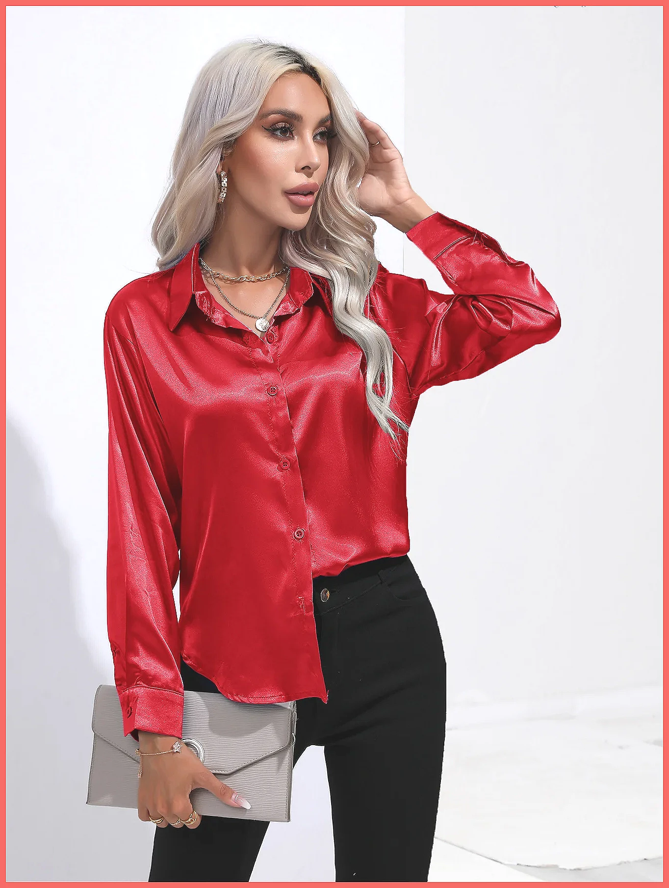 Camisa de Satén para Mujer, Pr - Shirts reseña y precio