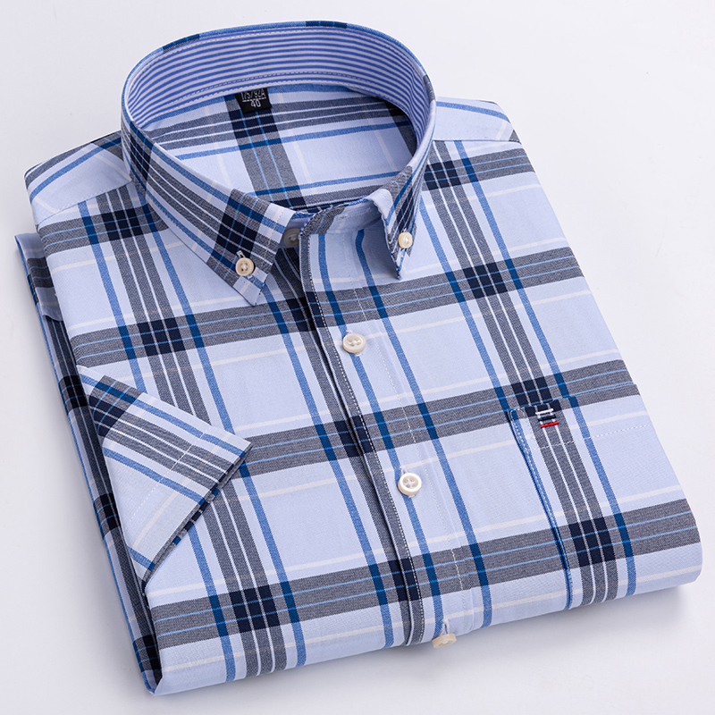Camisa de manga corta de calid - Oxford Cotton Casual Shirt Business reseña y precio