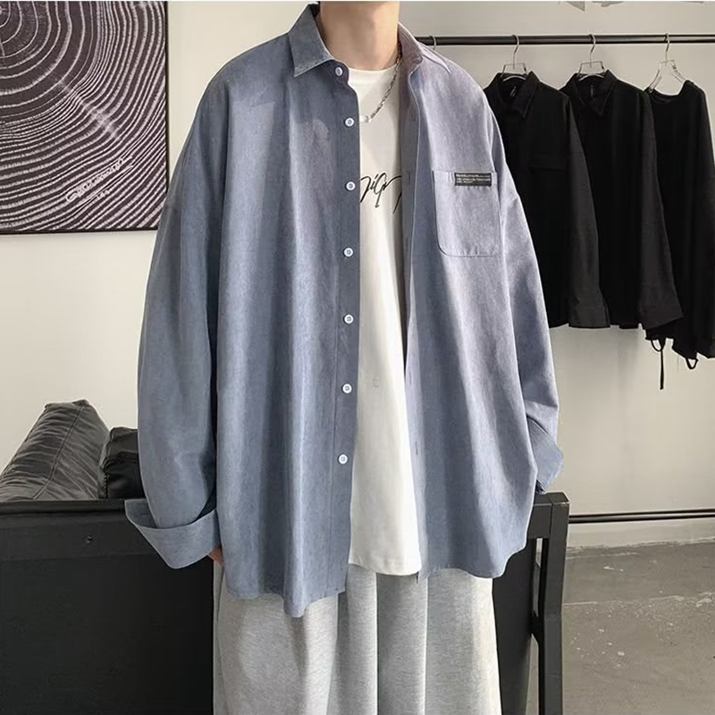 Camisas negras de manga larga  - Corduroy Button Up Shirt Men reseña y precio