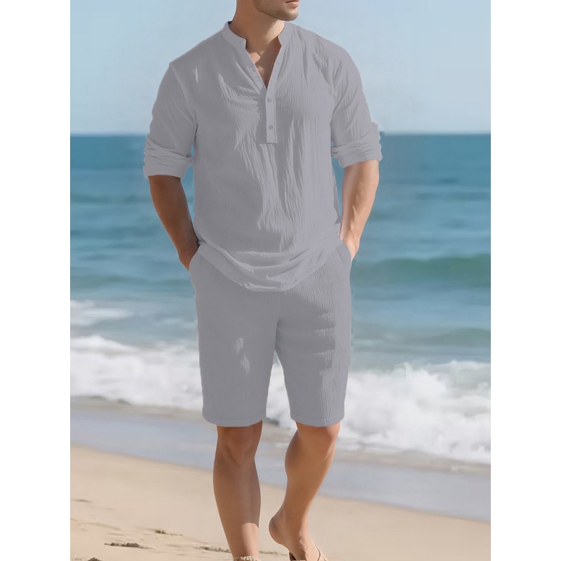 Conjunto de Dos Piezas de Lino - Mens Linen Shirt Long Sleeve reseña y precio