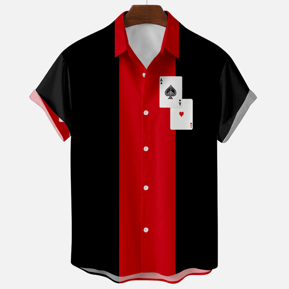 Camisa de boliche a rayas de e - Short Sleeve Bowling Shirt Retro reseña y precio