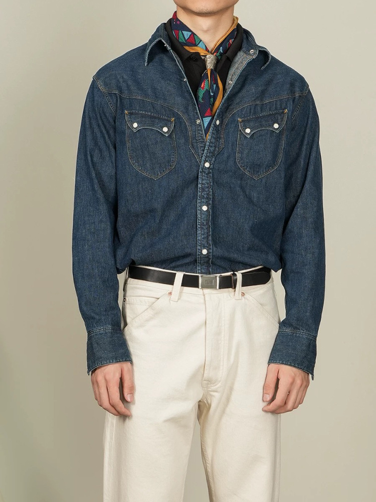 Camisa occidental American Vin - Mens Western Denim Pearl Snap Shirt reseña y precio