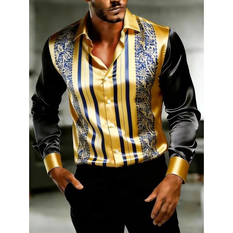 Camisas de Vestir para Hombre  - Mens Satin Silk Dress Shirt reseña y precio