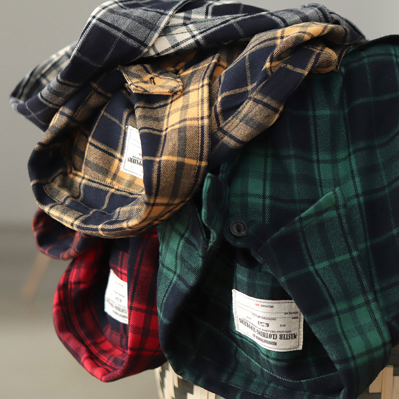 Otoño nuevo japonés Retro 300g - Flannel Plaid Shirt Heavy Weight reseña y precio