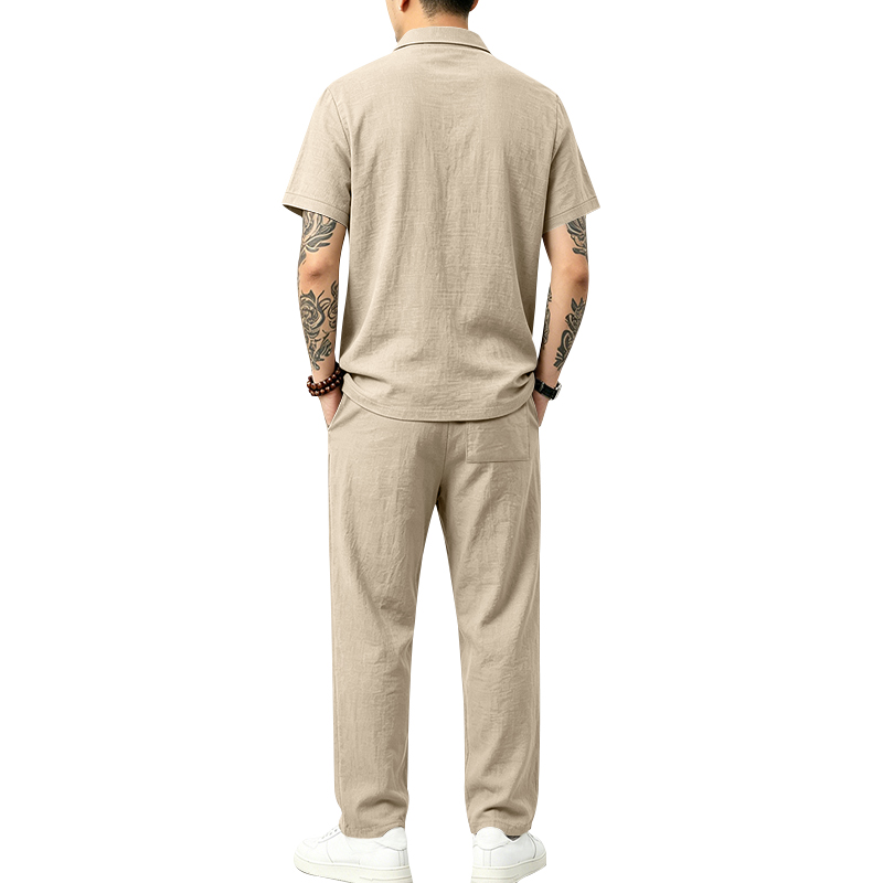 Conjunto de 2 Piezas para Homb - Mens Linen Shirt Long Sleeve reseña y precio