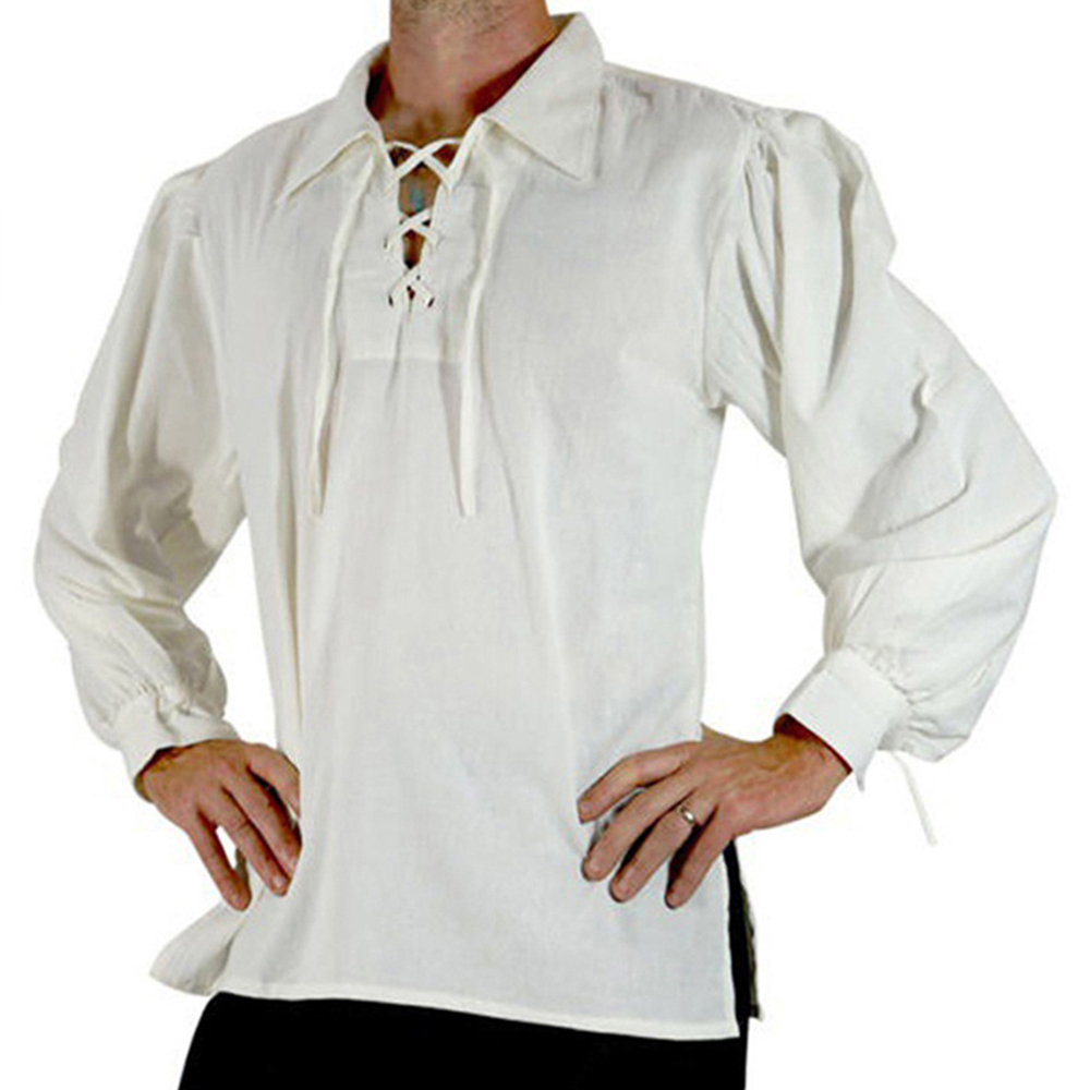 Disfraz Medieval renacentista  - Medieval Gothic Lace Up Pirate Shirt reseña y precio