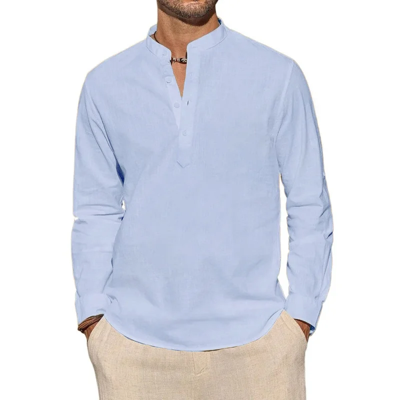 Camisetas de manga larga para  - Mens Linen Shirt Long Sleeve reseña y precio
