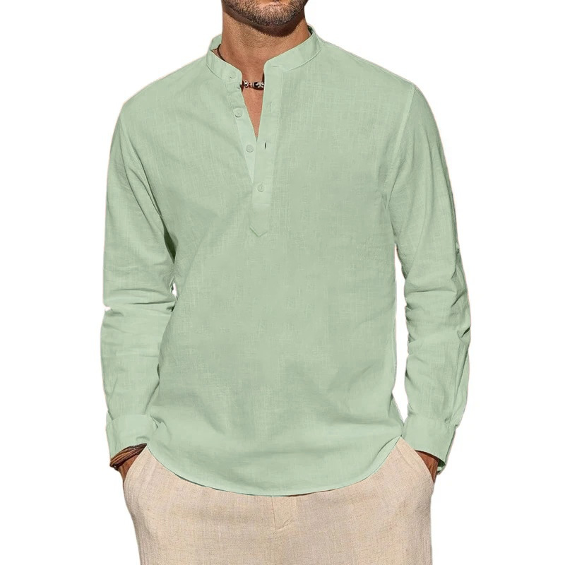 Camisetas de manga larga para  - Mens Linen Shirt Long Sleeve reseña y precio