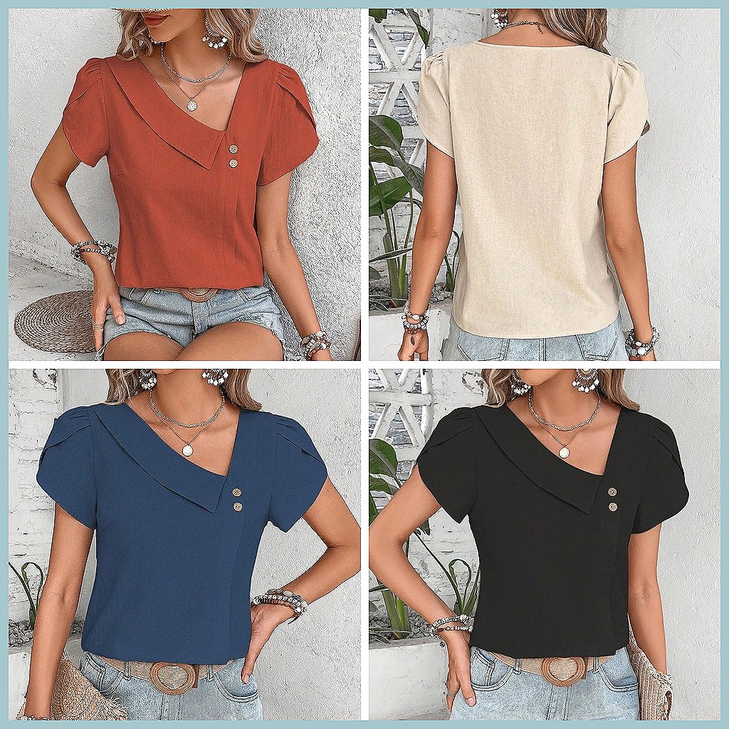 Blusa de Color Sólido Vintage  - Shirts reseña y precio
