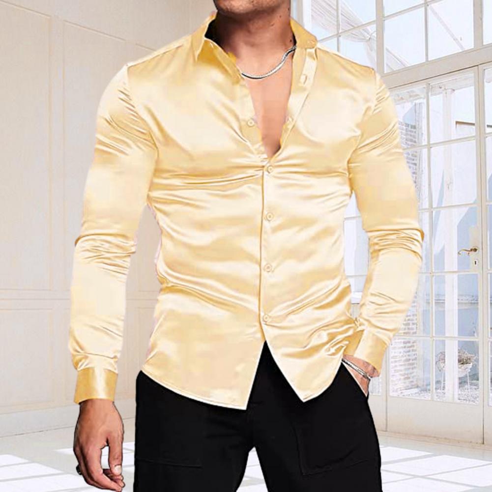 Camisa Elegante para Hombre, E - Mens Satin Silk Dress Shirt reseña y precio
